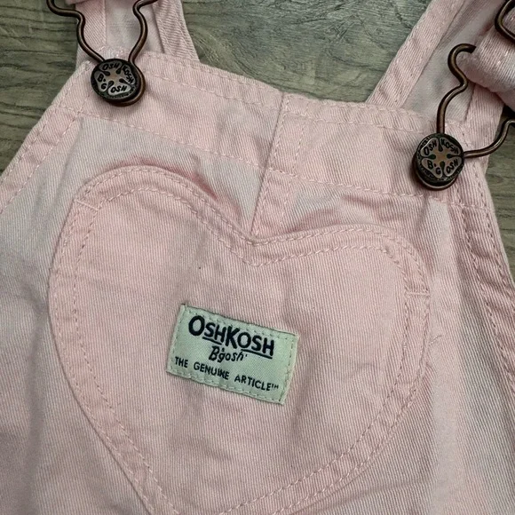 OshKosh B'gosh Light Pink Heart Overalls - Picture 3 of 4